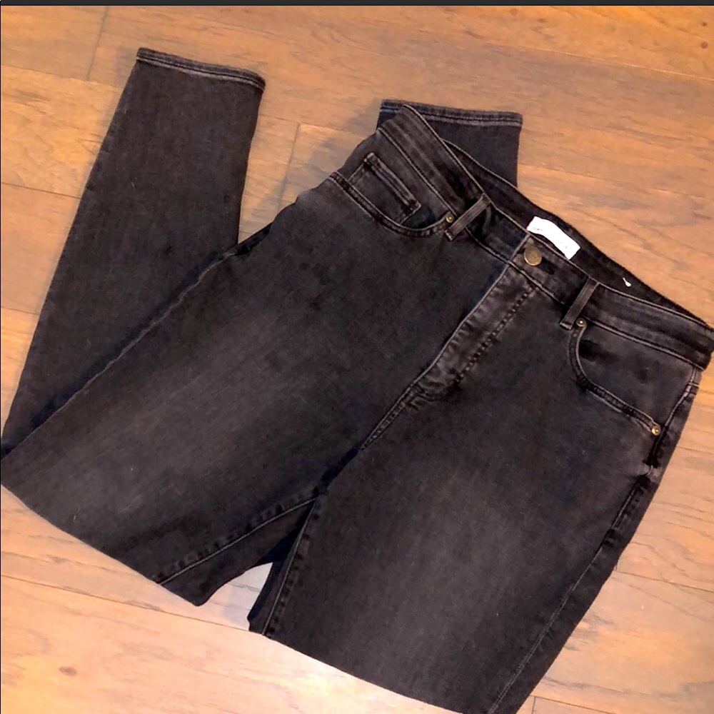 LOFT High-Rise Faded Black Skinny Jeans